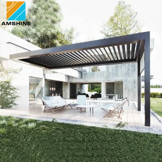 Whirlpool Motorisierte Dachabdeckung SPA Pergola Aluminium Gartenmöbel Elektrisch verstellbare Lamellen Wasserdichter Outdoor-Pavillon