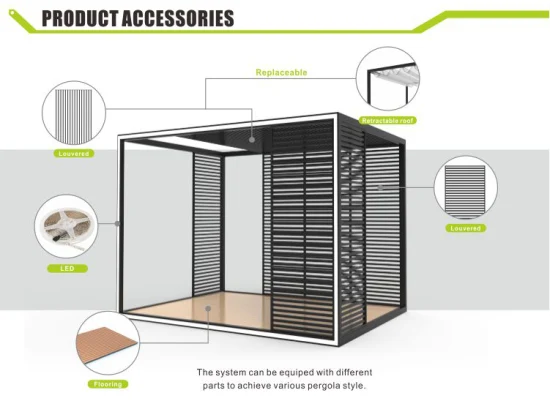 Pergola-Fernbedienungs-Lamellendach-Kits, automatisch, wiederverwendbar, Pop-up-Aluminium, für den Außenbereich, gebraucht zum Verkauf, Aluminium-Pavillon, SPA